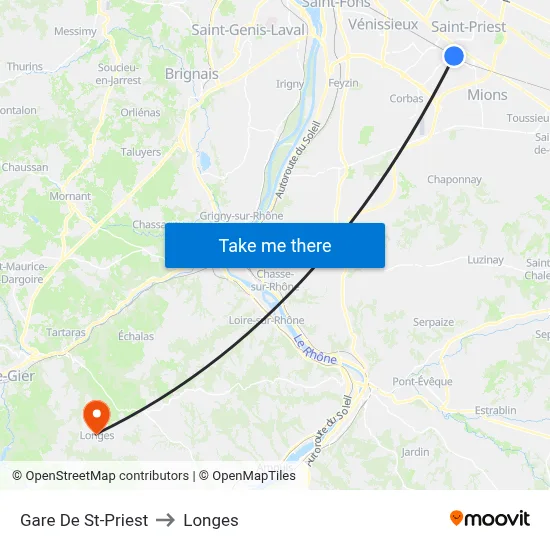 Gare De St-Priest to Longes map