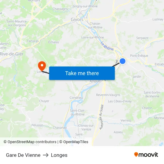 Gare De Vienne to Longes map