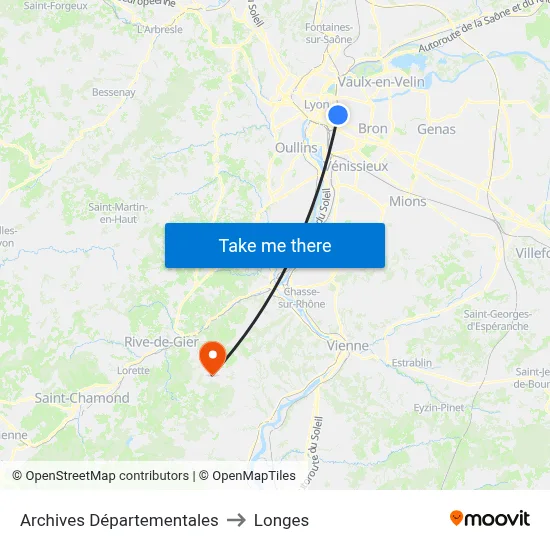 Archives Départementales to Longes map