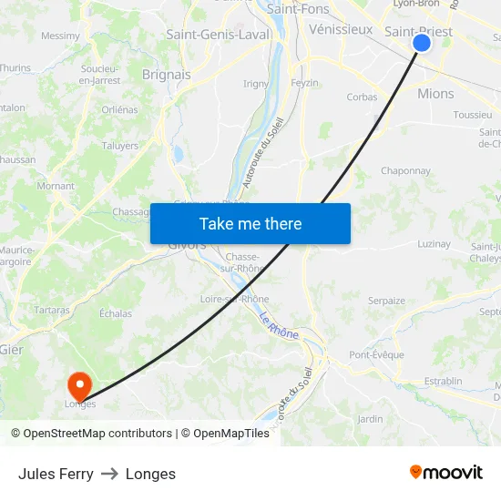 Jules Ferry to Longes map