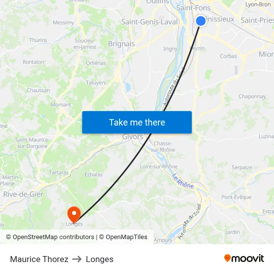Maurice Thorez to Longes map