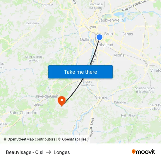 Beauvisage - Cisl to Longes map