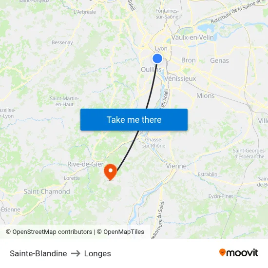 Sainte-Blandine to Longes map