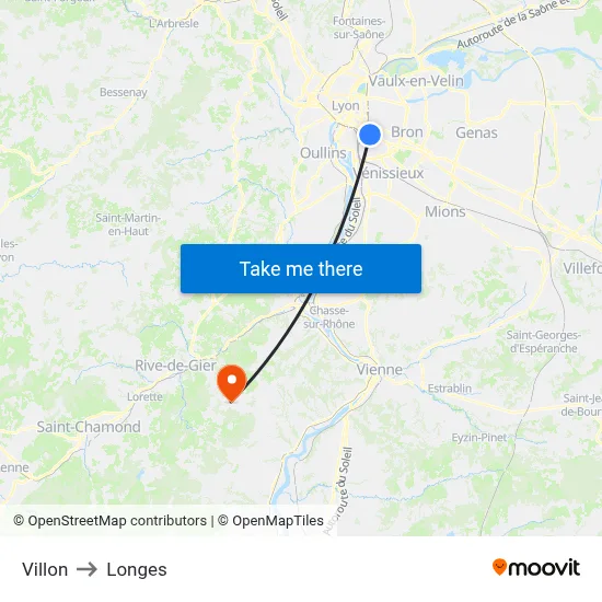 Villon to Longes map