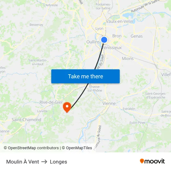 Moulin À Vent to Longes map