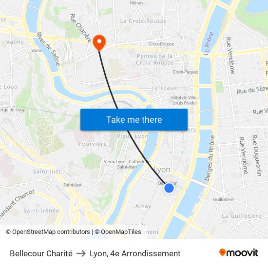 Bellecour Charité to Lyon, 4e Arrondissement map