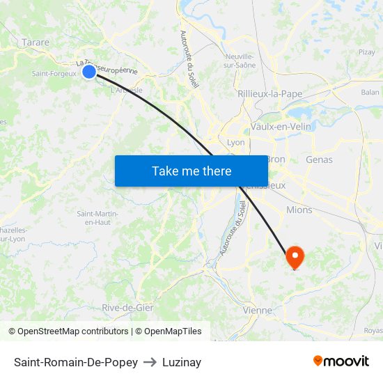 Saint-Romain-De-Popey to Luzinay map