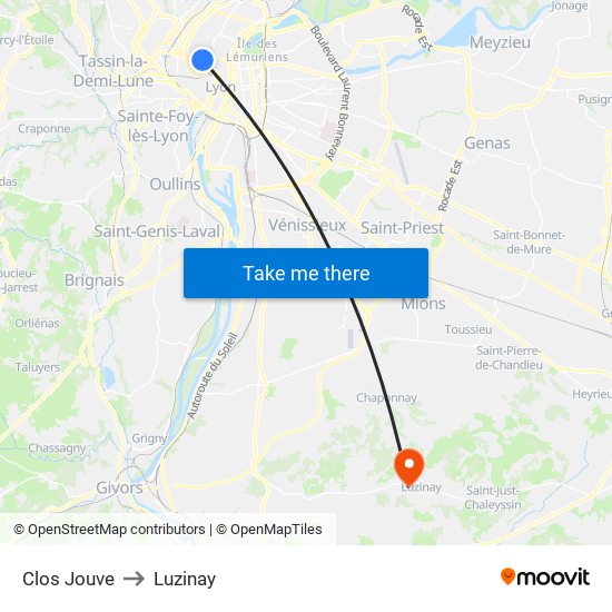 Clos Jouve to Luzinay map