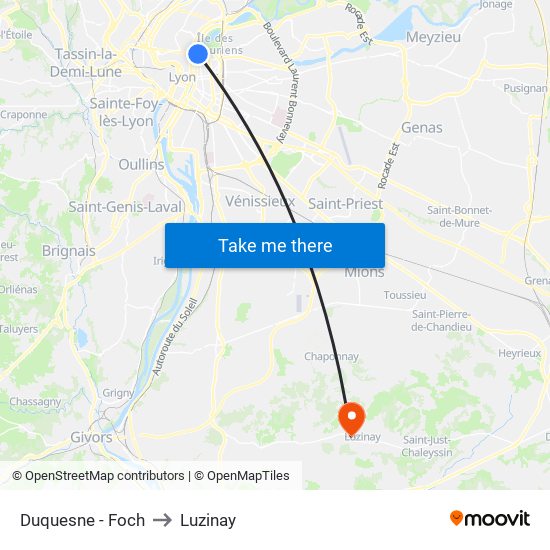 Duquesne - Foch to Luzinay map