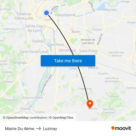 Mairie Du 4ème to Luzinay map