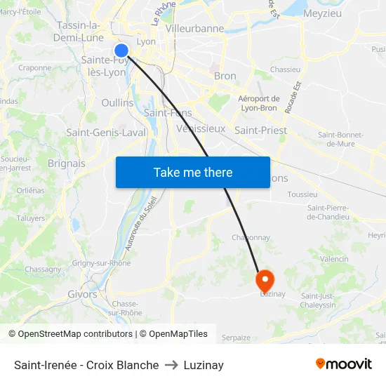 Saint-Irenée - Croix Blanche to Luzinay map