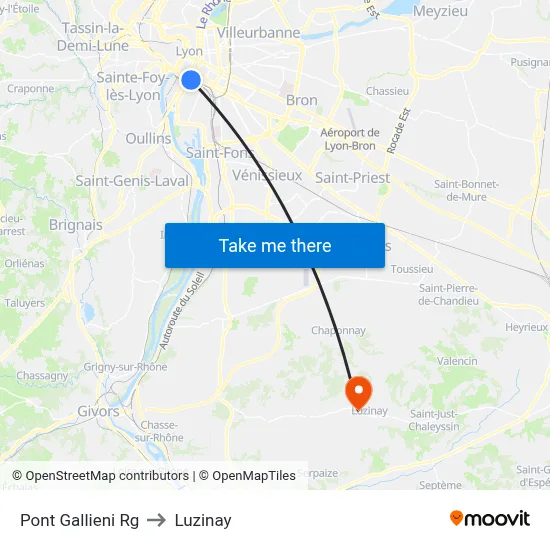 Pont Gallieni Rg to Luzinay map