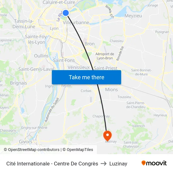 Cité Internationale - Centre De Congrès to Luzinay map