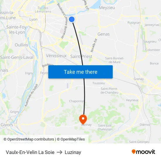 Vaulx-En-Velin La Soie to Luzinay map