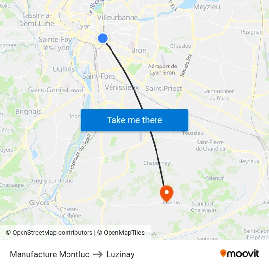 Manufacture Montluc to Luzinay map