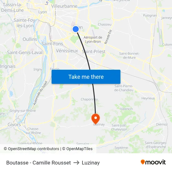 Boutasse - Camille Rousset to Luzinay map