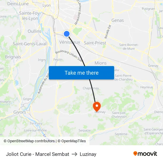 Joliot Curie - Marcel Sembat to Luzinay map