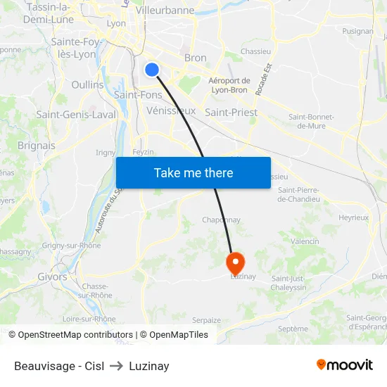 Beauvisage - Cisl to Luzinay map