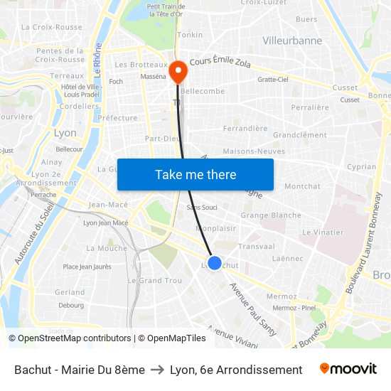 Bachut - Mairie Du 8ème to Lyon, 6e Arrondissement map