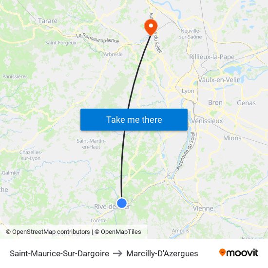 Saint-Maurice-Sur-Dargoire to Marcilly-D'Azergues map