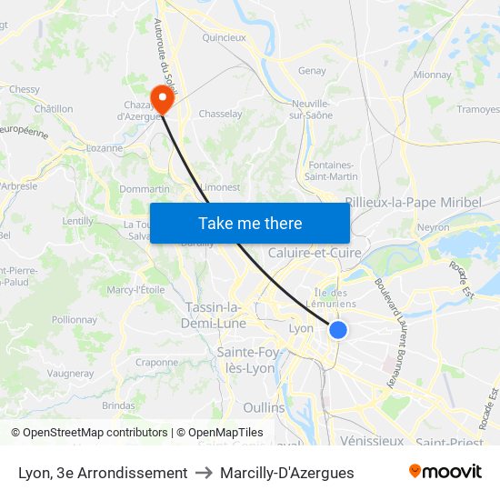 Lyon, 3e Arrondissement to Marcilly-D'Azergues map