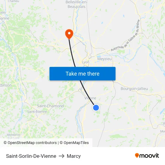 Saint-Sorlin-De-Vienne to Marcy map