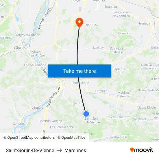 Saint-Sorlin-De-Vienne to Marennes map