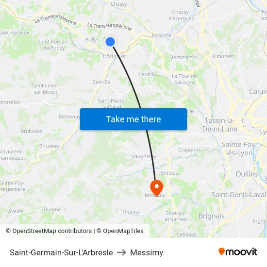 Saint-Germain-Sur-L'Arbresle to Messimy map