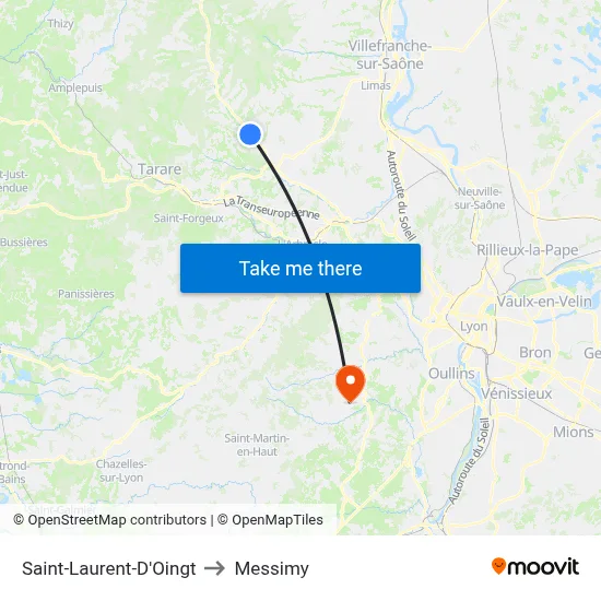 Saint-Laurent-D'Oingt to Messimy map