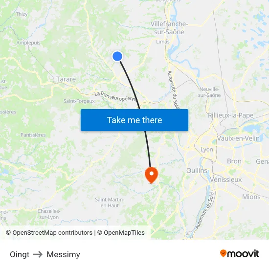 Oingt to Messimy map