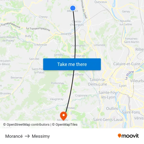 Morancé to Messimy map