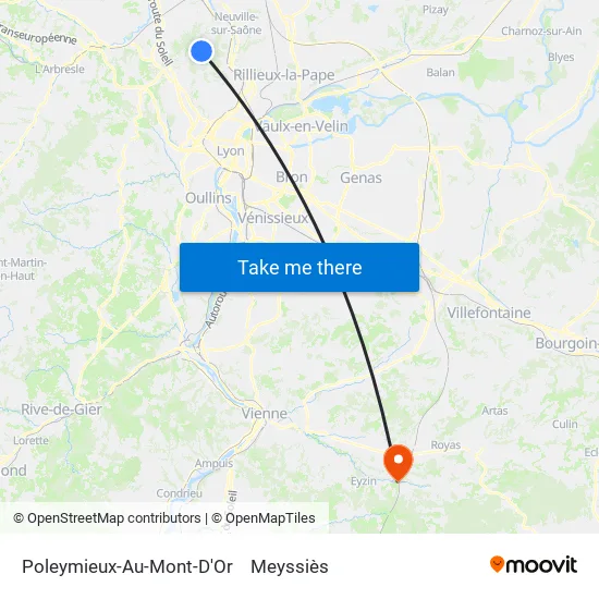 Poleymieux-Au-Mont-D'Or to Meyssiès map