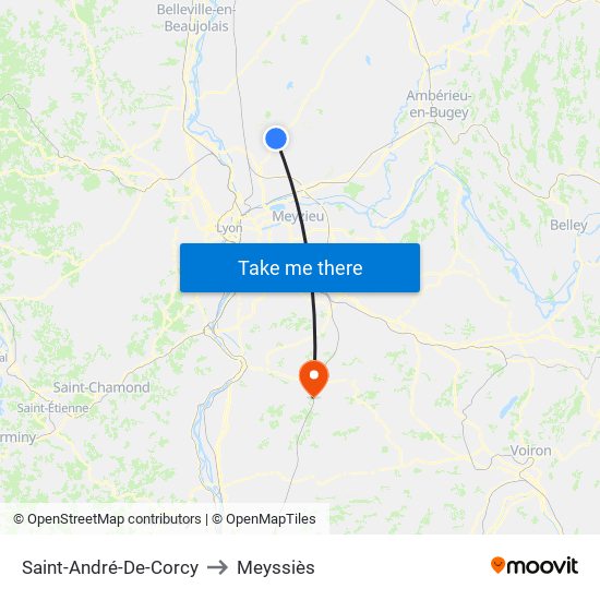 Saint-André-De-Corcy to Meyssiès map