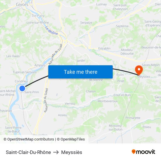 Saint-Clair-Du-Rhône to Meyssiès map