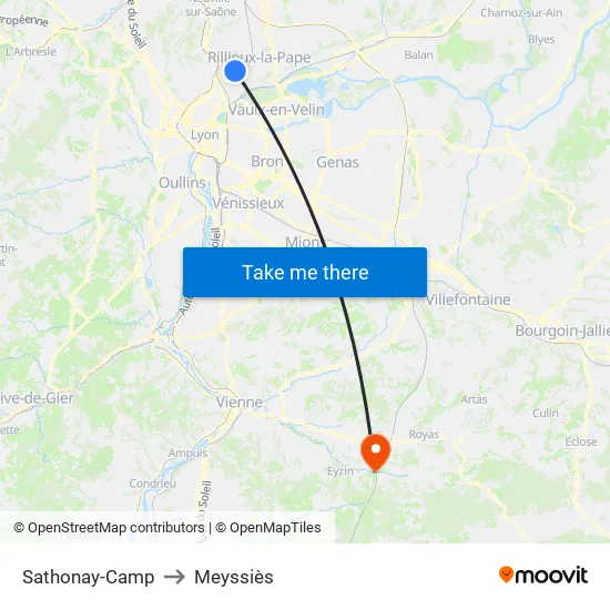 Sathonay-Camp to Meyssiès map