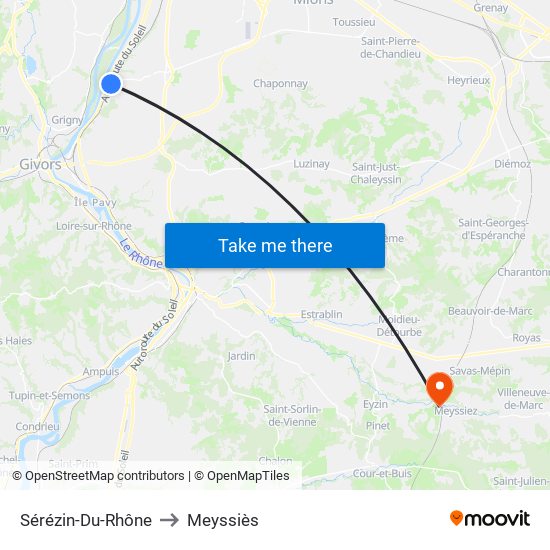 Sérézin-Du-Rhône to Meyssiès map