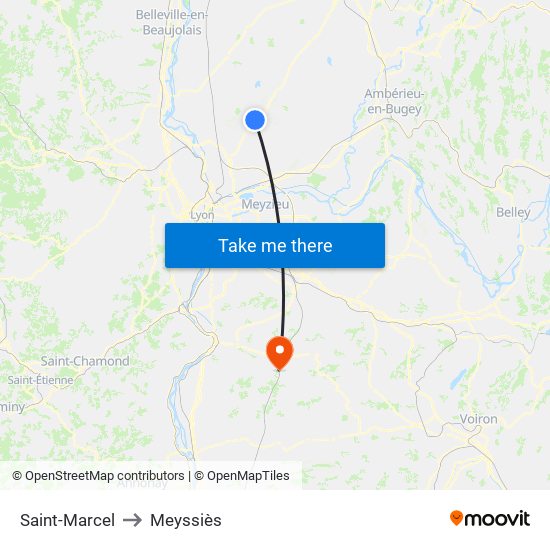 Saint-Marcel to Meyssiès map