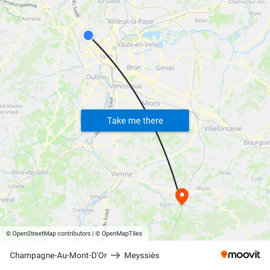 Champagne-Au-Mont-D'Or to Meyssiès map