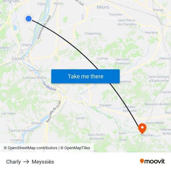 Charly to Meyssiès map
