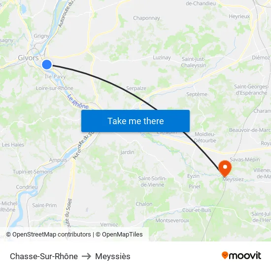 Chasse-Sur-Rhône to Meyssiès map