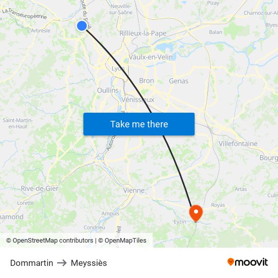 Dommartin to Meyssiès map