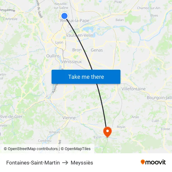 Fontaines-Saint-Martin to Meyssiès map