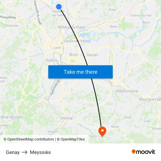 Genay to Meyssiès map