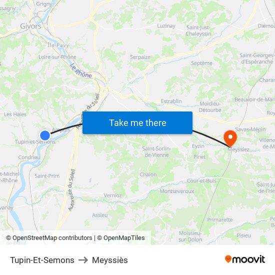 Tupin-Et-Semons to Meyssiès map