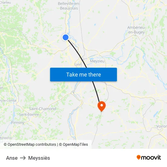 Anse to Meyssiès map