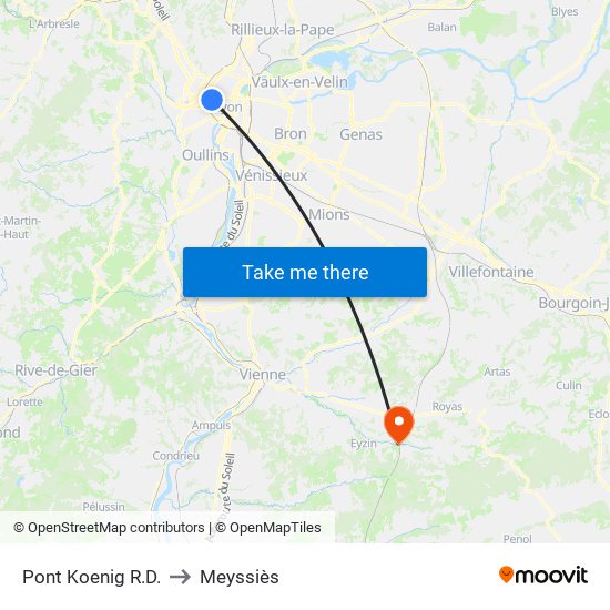 Pont Koenig R.D. to Meyssiès map