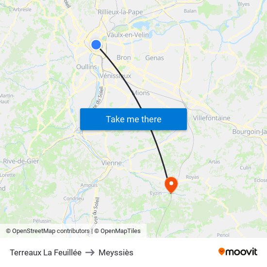 Terreaux La Feuillée to Meyssiès map