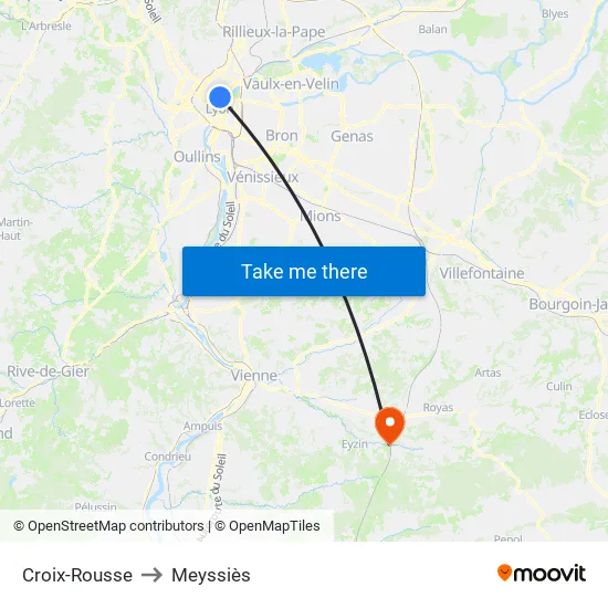 Croix-Rousse to Meyssiès map