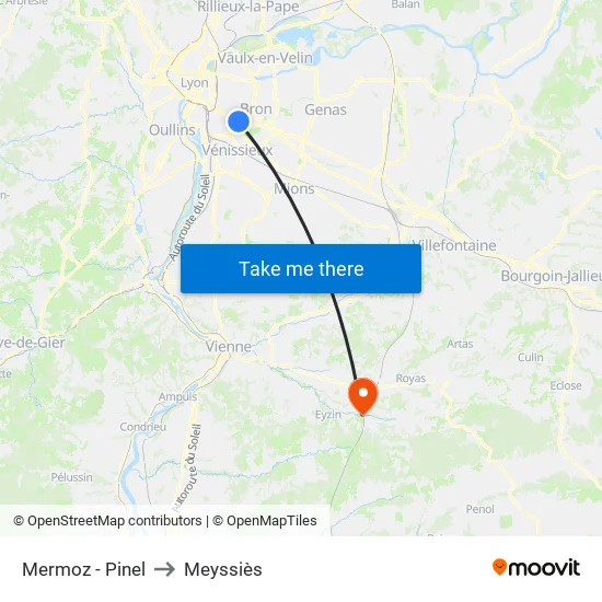 Mermoz - Pinel to Meyssiès map