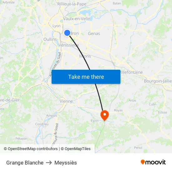 Grange Blanche to Meyssiès map